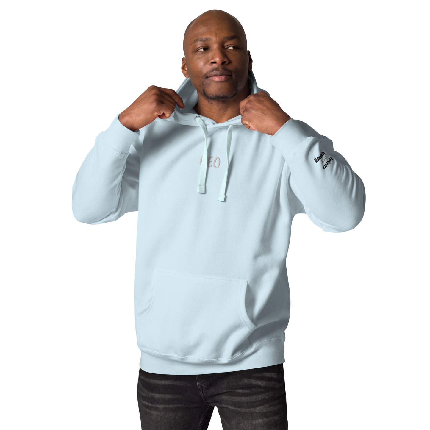 Premium Baby Blue CEO Hoodie (White Embroidery)