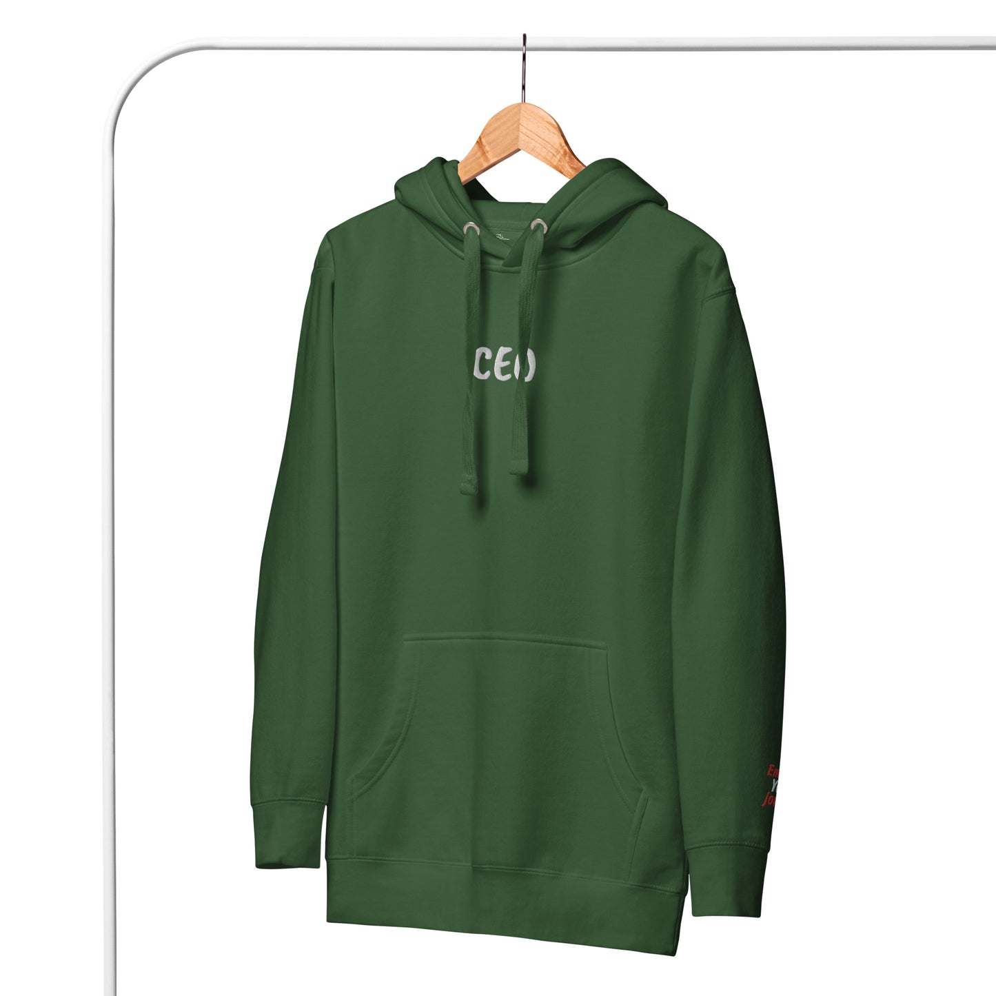 Festive Green Luxury Hoodie (White embroidery)